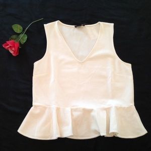 NWT J. Crew Ivory Peplum Sleeveless Blouse VNeck